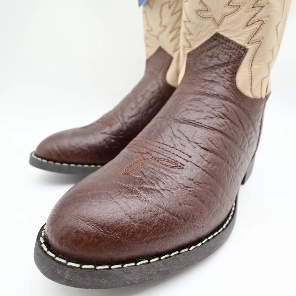Acme Vintage Style Roper Boots Kids 3.5 Brown Bullhide Leather New NWT